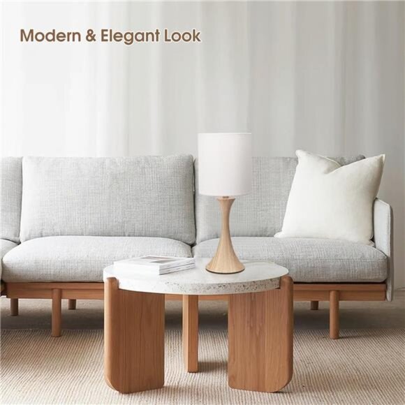 Bedside Touch Lamp, 3 Way Dimmable Touch Control Table Lamp, Wood Grain - Picture 6 of 7